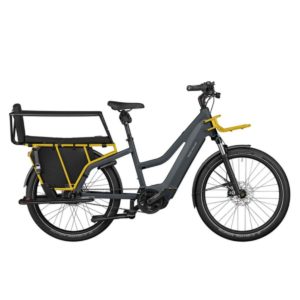 Velo electrique pour transport d'enfants et matériel - Riese and Müller Multicharger - boutique atelier appebike ajaccio en Corse - ebike market - blanc avec siege pour 2 enfants - siège arrière - Black and curry